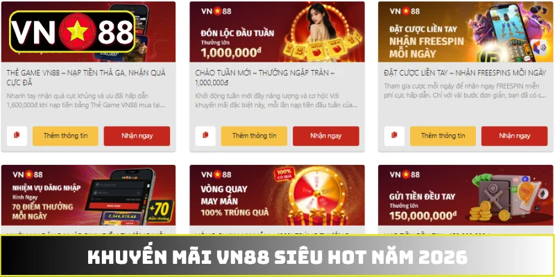 Khuyến mãi VN88 siêu hot năm 2026 Khuyến mãi VN88 siêu hot năm 2026