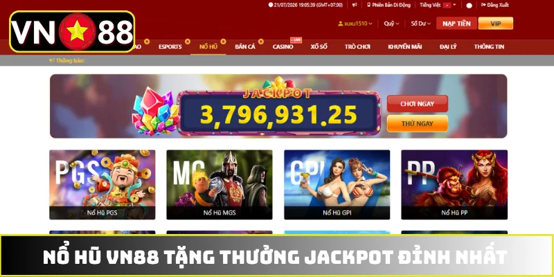 Nổ hũ VN88 tặng thưởng jackpot đỉnh nhất Nổ hũ VN88 tặng thưởng jackpot đỉnh nhất